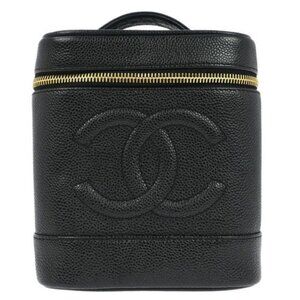 Chanel Black Calfskin Timeless Vanity Handbag